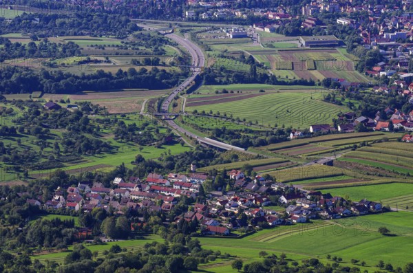 Picturesque scenery on the eaves of the Swabian Jura near Olgafels on Rossfeld in Metzingen-Glems, Baden-Württemberg, Germany