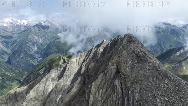 Alpine panorama, aerial view, Lasörling summit, Lasörling Group, Hohe Tauern, East Tyrol, Austria