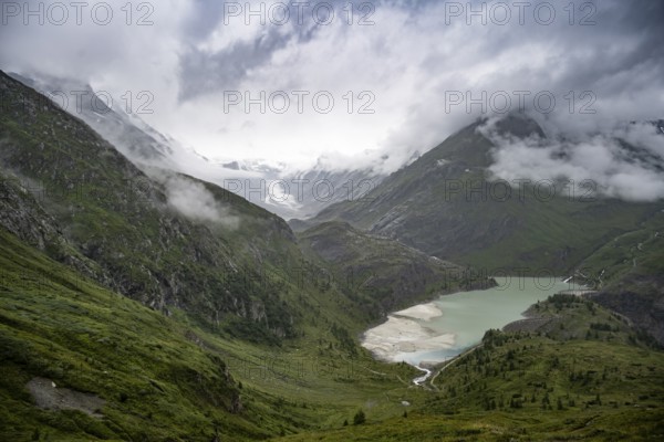 Cloudy mountain landscape, Margaritzen Reservoir, Grossglockner High Alpine Road, Hohe Tauern National Park, Carinthia, Austria