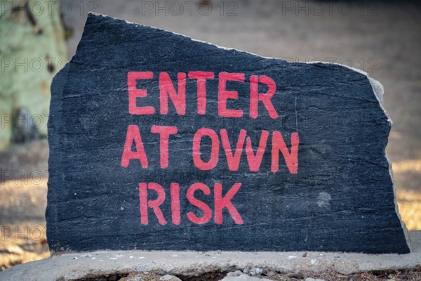 Warning sign, Enter At Own Risk, South Africa