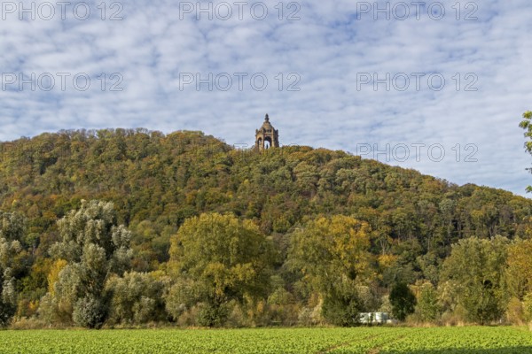 Mountain, forest, Kaiser-Wilhelm-Denkmal, Porta Westfalica, North Rhine-Westphalia, Germany