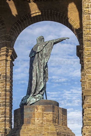 Statue, Kaiser Wilhelm Memorial, Porta Westfalica, North Rhine-Westphalia, Germany