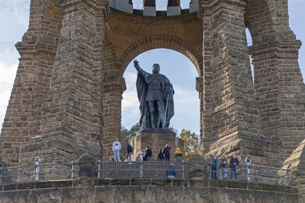 Statue, Kaiser Wilhelm Memorial, Porta Westfalica, North Rhine-Westphalia, Germany