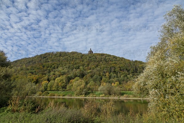 Mountain, forest, Weser, Kaiser-Wilhelm-Denkmal, Porta Westfalica, North Rhine-Westphalia, Germany