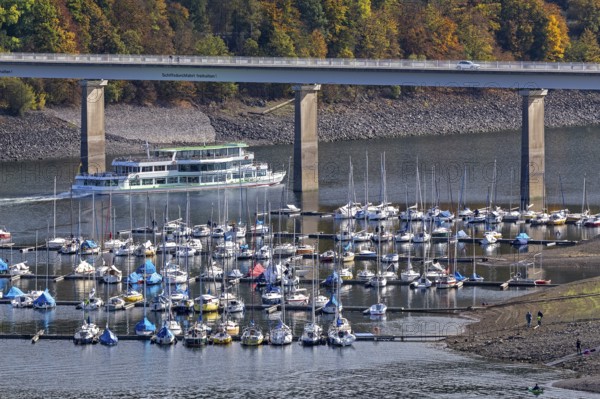 Marina, excursion ship, Talbrücke, Sondern, Olpe, Biggesee, Sauerland, North Rhine-Westphalia, Germany