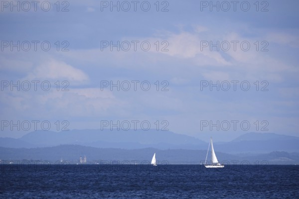 Lake Constance with sailboats, Baden-Württemberg, summer, Germany