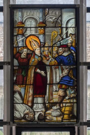 17th century stained glass window by Jean de Caumont at the Park Abbey, Abdij van Park, Premonstratensian abbey at Heverlee, Flemish Brabant, Belgium