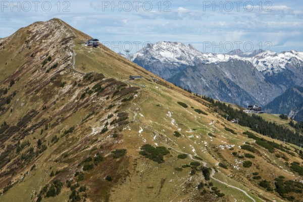 Fellhorn, rear right Nebelhorn, Oberstdorf, Oberallgäu, Allgäu, Bavaria, Germany