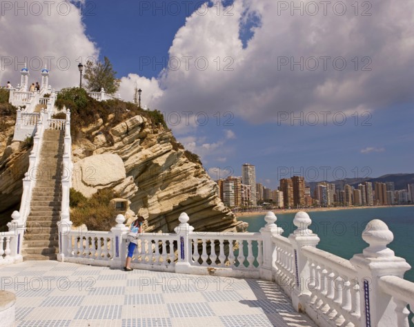 View from Balcon del Mediterraneo, stairs, Benidorm, Valencia (region), Costa Blanca, Spain