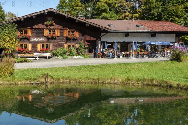 Gasthof Laiter mit Forellenteich, Stillachtal, Oberstdorf, Oberallgäu, Allgäu, Bavaria, Germany