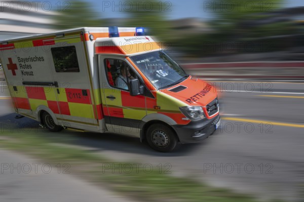Ambulance in action, Nuremberg, Middle Franconia, Bavaria, Germany