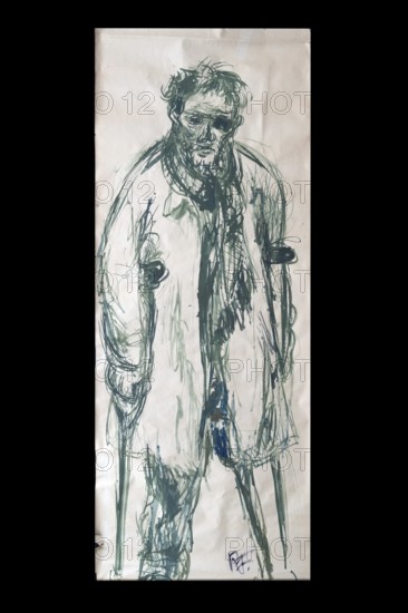 Original caricature, Berlin milieui from the 1940s, by artist Rudolf Führmann, 1909 to 1976, Lüneburg, Lower Saxony, Germany