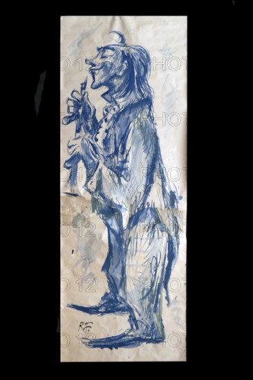 Original caricature, Berlin milieui from the 1940s, by artist Rudolf Führmann, 1909 to 1976, Lüneburg, Lower Saxony, Germany