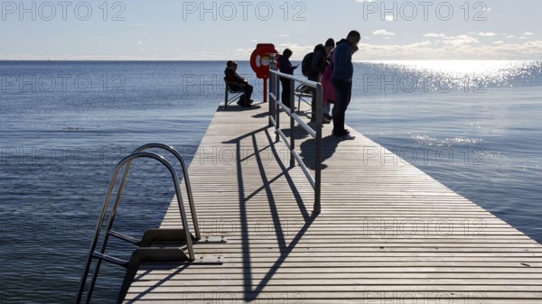 Jetty on the south beach in sunny autumn weather, Fehmarn island, 18.10.2025, Fehmarn, Schleswig-Holstein, Germany