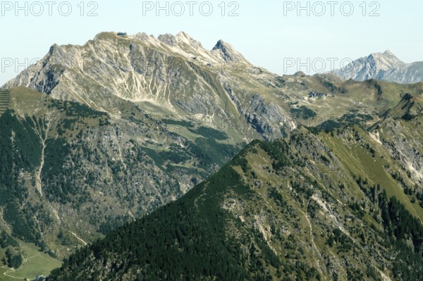 View from Fellhorn to Nebelhorn, Oberstdorf, Oberallgäu, Allgäu, Bavaria, Germany
