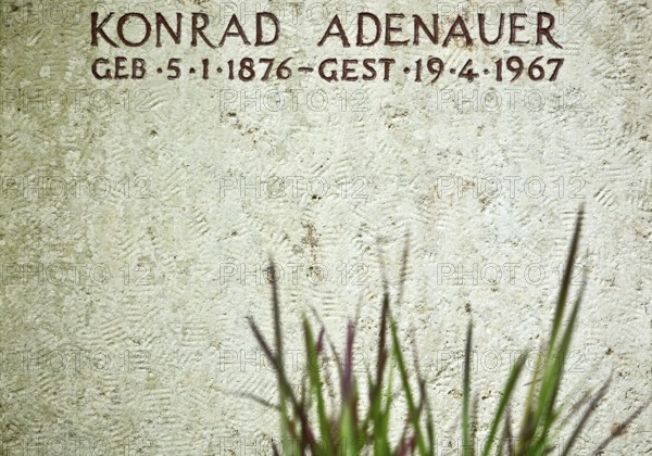Tombstone of Konrad Adenauer at the Rhöndorfer Waldfriedhof, Bad Honnef, North Rhine-Westphalia, Germany