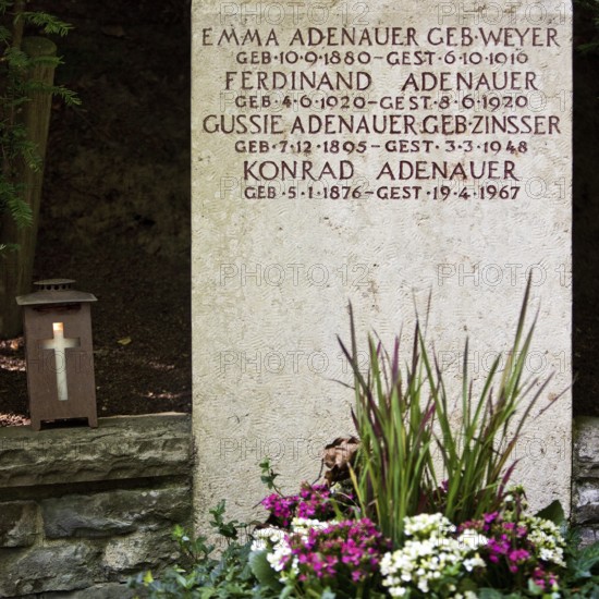 Grave of Konrad Adenauer and the Adenauer family at the Rhöndorfer Waldfriedhof, Bad Honnef, North Rhine-Westphalia, Germany
