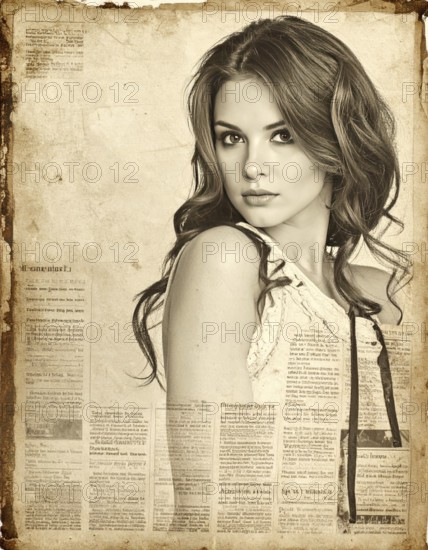 Grunge old public newspaper, texture background wallpaper illustration, vintage tattered yellow press news, AI generated
