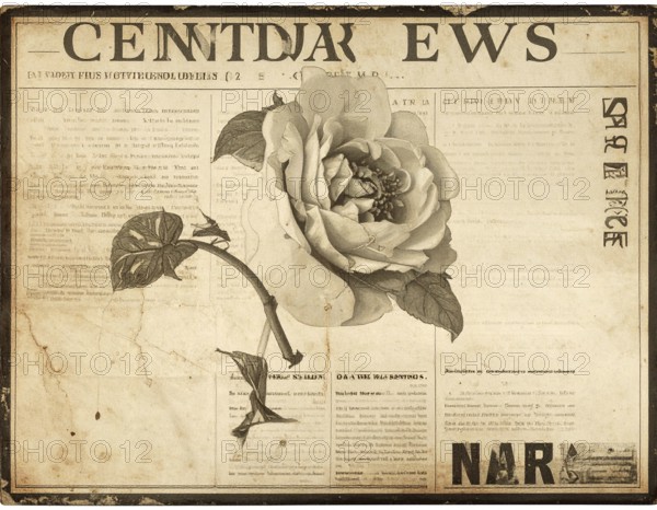 Grunge old public newspaper, texture background wallpaper illustration, vintage tattered yellow press news, AI generatedGenerated image