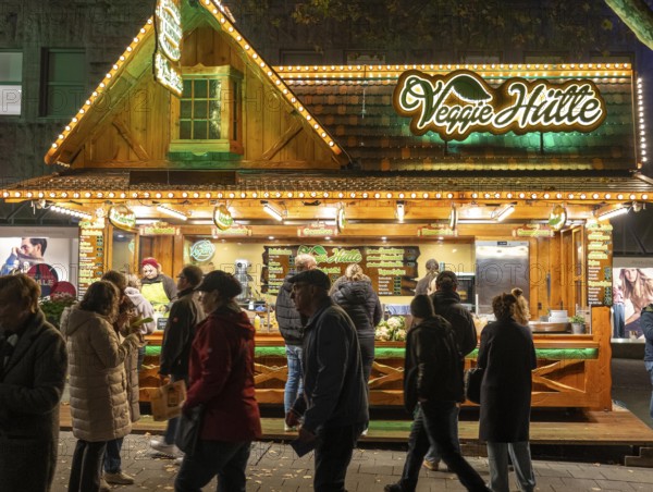 Snack stand at a city festival, Veggie Hütte, only sells vegetarian and vegan dishes, Essen, North Rhine-Westphalia