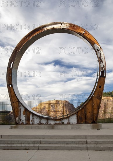 Lead, South Dakota - A ring from a 100, 000 gallon tank used inside the former Homestake gold mine to study neutrinos. The work earned a Nobel Prize in physics for Dr. Ray Davis. The no longer operating mine is now the site of scientific experiments at the Sanford Underground Research Facility