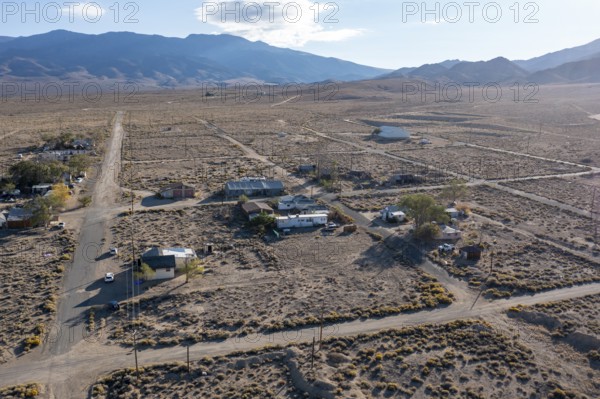 Round Mountain, Nevada - The remains of the town of Round Mountain, which has lost most of its population as a huge open pit gold mine operates at the town's edge