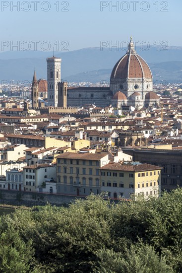 Santa Maria del Fiore Cathedral, left Campanile di Giotto, Florence, Tuscany, Italy