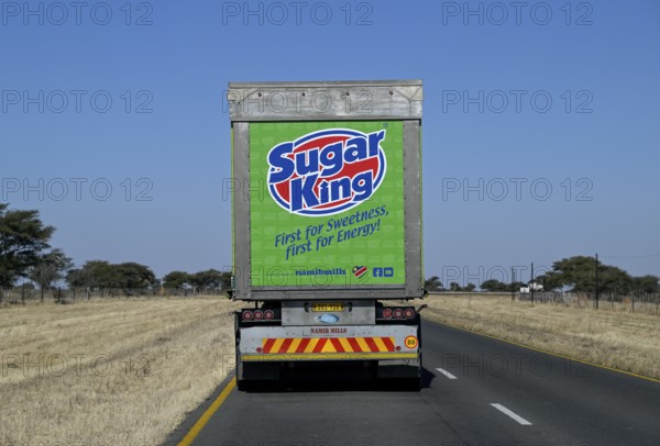 Truck on expressway B1 between Windhoek and Otjiwarongo, near Otjiwarongo, Otjozondjupa region, Namibia