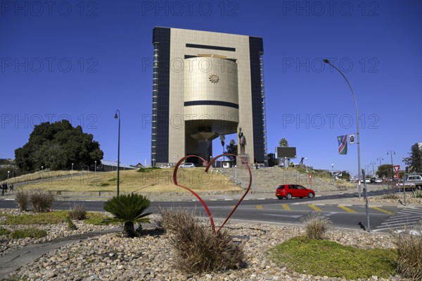 Heart in front of the Independence Museum, Independence Memorial Museum, Windhoek, Khomas region, Namibia