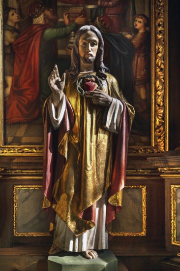 Baroque figure of Jesus on the side altar, created 1726 to 1727, Nativity Church, fortified church, third largest fortified church in Germany, Hannberg, Middle Franconia, Bavaria, Germany