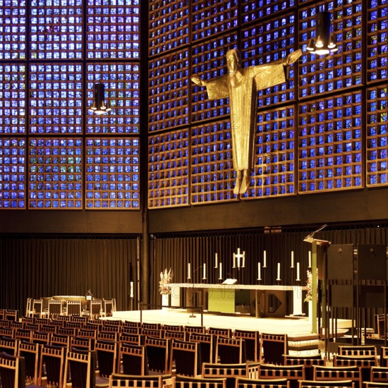 Kaiser Wilhelm Memorial Church, interior of the New Church with Resurrection Christ, Berlin, Germany