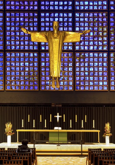 Kaiser Wilhelm Memorial Church, interior of the New Church with Resurrection Christ, Berlin, Germany