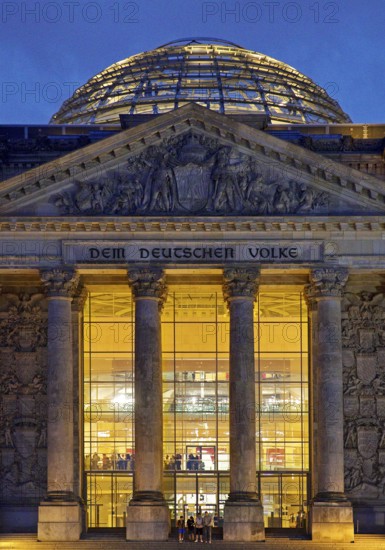 Reichstag in the evening, German Bundestag, government district, Berlin, Germany
