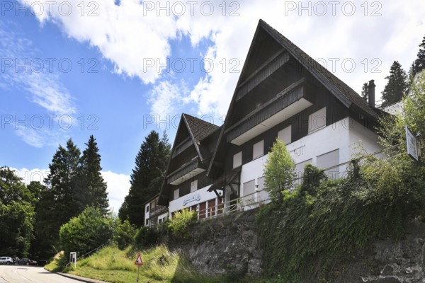 Forbach, Germany - July 12th: Hotel 'Schwarzenbach Hotel' at Schwarzenbachtal Dam in Black forest on sunny summer day