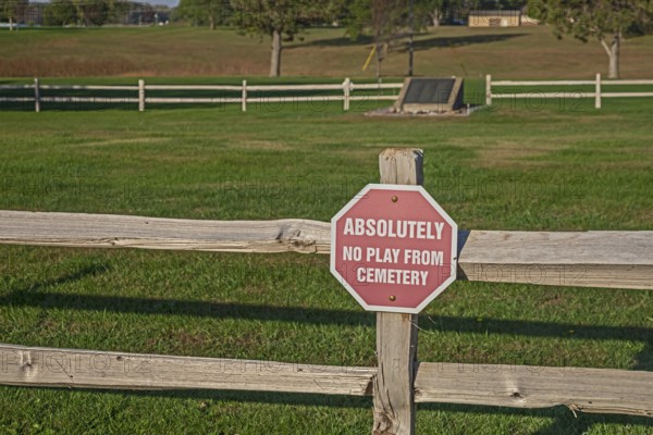 Canton, South Dakota - A sign warns golfers not to play inside a graveyard where 120 patients of the Canton Asylum for Insane Indians are buried in unmarked graves. Not all inmates of the federal facility, which closed in 1934, were insane. The cemetery is now surrounded by the Hiawatha Golf Course
