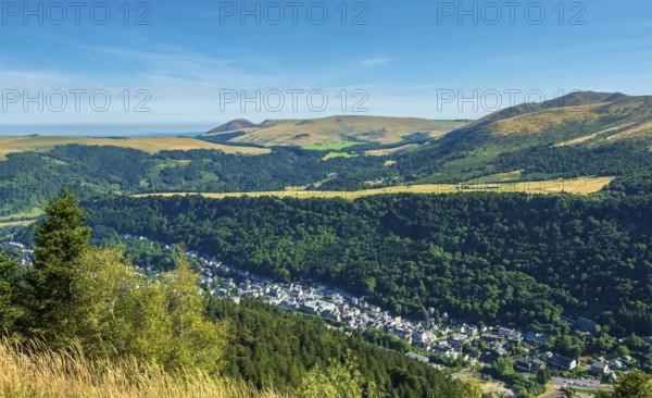 Auvergne Volcanoes Regional Park. Village of Mont-Dore in Sancy Massif. Puy de Dome. Auvergne. France. Europe
