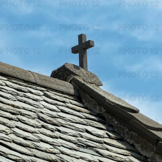 Auvergne Volcanoes Regional Natural Park, Pic Saint Pierre, chapel roof, Puy de Dome department, Auvergne Rhone Alpes, France