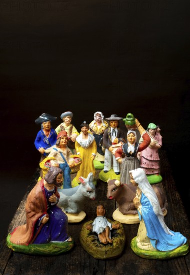 Traditional Provençal terracotta Santons figurines displayed for a crib in France showcasing local craftsmanship and heritage