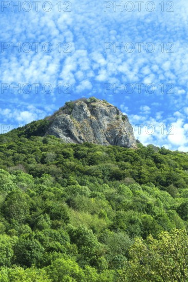 Valbeleix village. La Roche Nité. Auvergne Volcanoes Regional Park. Puy de Dome. Auvergne Rhone Alpes. France