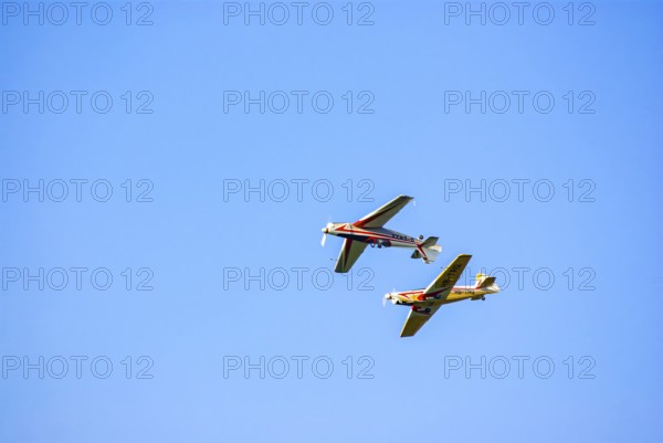 Moravan Zlin Z-526 aeroplane during an aerobatic display at the Rossfeld airfield in Metzingen-Glems, Baden-Württemberg, Germany, for editorial use only