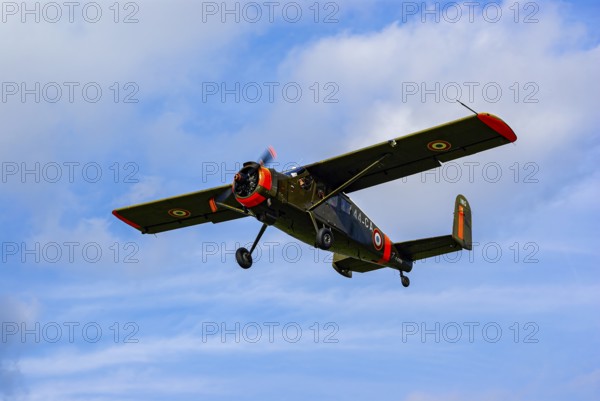 An aircraft of the type Max Holste MH.1521 Broussard with the registration F-GPRN during an air show at the Rossfeld in Metzingen-Glems, Baden-Württemberg, Germany, for editorial use only