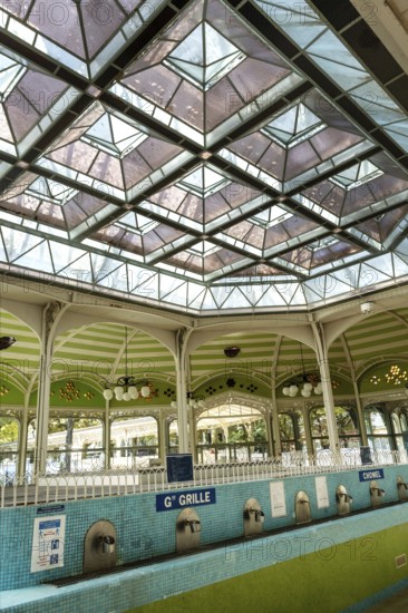 Vichy, listed as World Heritage by UNESCO. Sources hall. Allier department. Auvergne Rhone Alpes. France