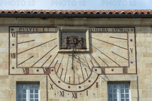 Sundial. Saint Robert abbaye of la Chaise Dieu. Haute Loire department. Auvergne Rhone Alpes. France