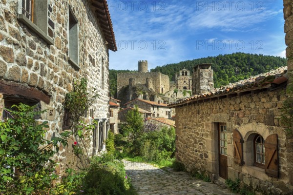 Saint Andre de Chalencon village. Street of Chalencon. Haute Loire. Auvergne Rhone Alpes. France