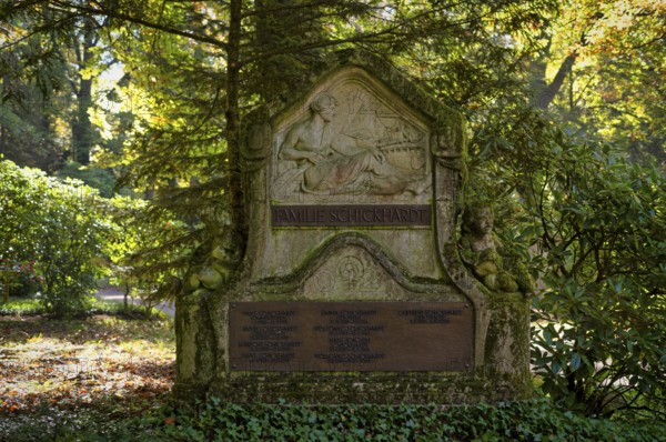 Gravesite, Gravestone, Grave of the Schickardt family, Forest cemetery, Autumn, autumnal, Ivy, Stuttgart, Baden-Württemberg, Germany