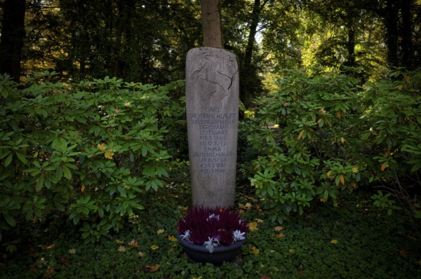 Gravesite, Tomb, Grave of the Carl Lautenschlager family, former mayor of Stuttgart, Rössle, Waldfriedhof, autumn, autumnal, Stuttgart, Baden-Württemberg, Germany
