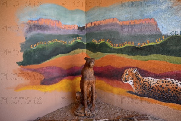Model of a cheetah (Acinonyx jubatus) at the Field Conservation Centre and Reserve of the Cheetah Conservation Fund (CCF), Elandsvreugde Farm, near Otjiwarongo, Otjozondjupa Region, Namibia