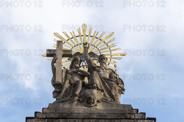 Statue of the Holy Trinity on the façade of St Jakob's Cathedral, Innsbruck, Tyrol, Austria