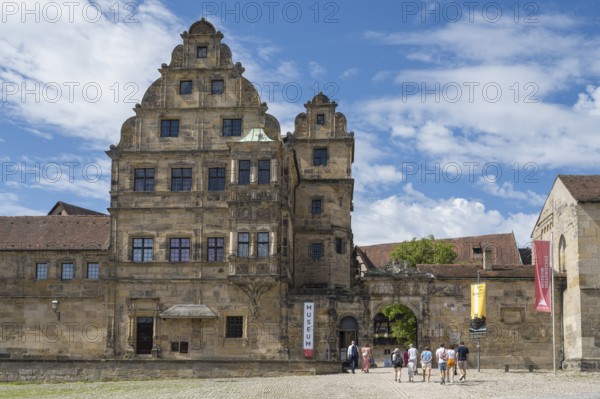 Historical Museum, Alte Hofhaltung, People in front of the museum, Cathedral Square, UNESCO World Heritage Site, Bamberg, Upper Franconia, Franconia, Bavaria, Germany