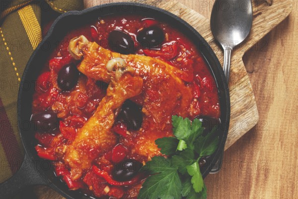 Pollo alla romana, Roman chicken, homemade, no people